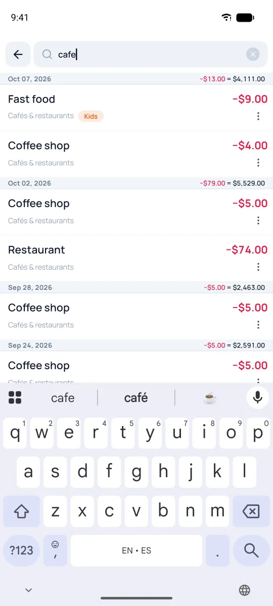 Searching transactions