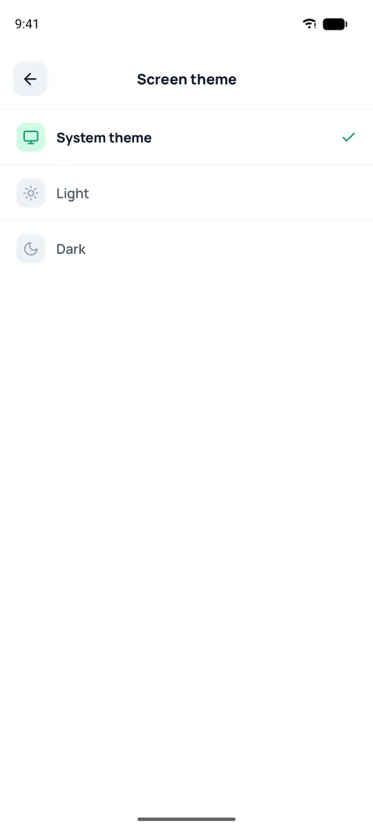 Picker screen — theme as an example