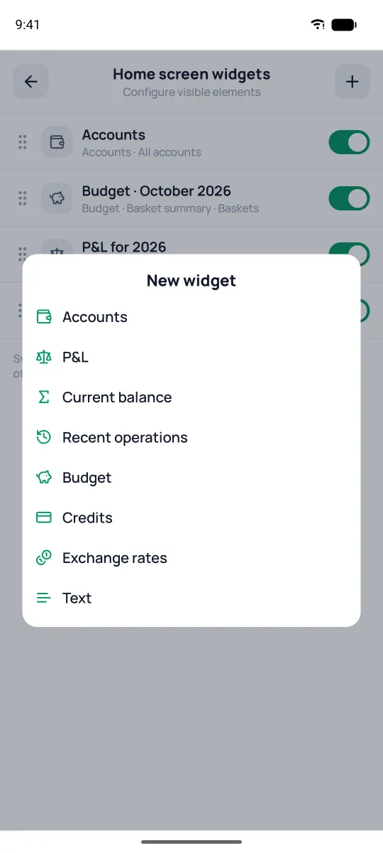 Choosing a new widget type