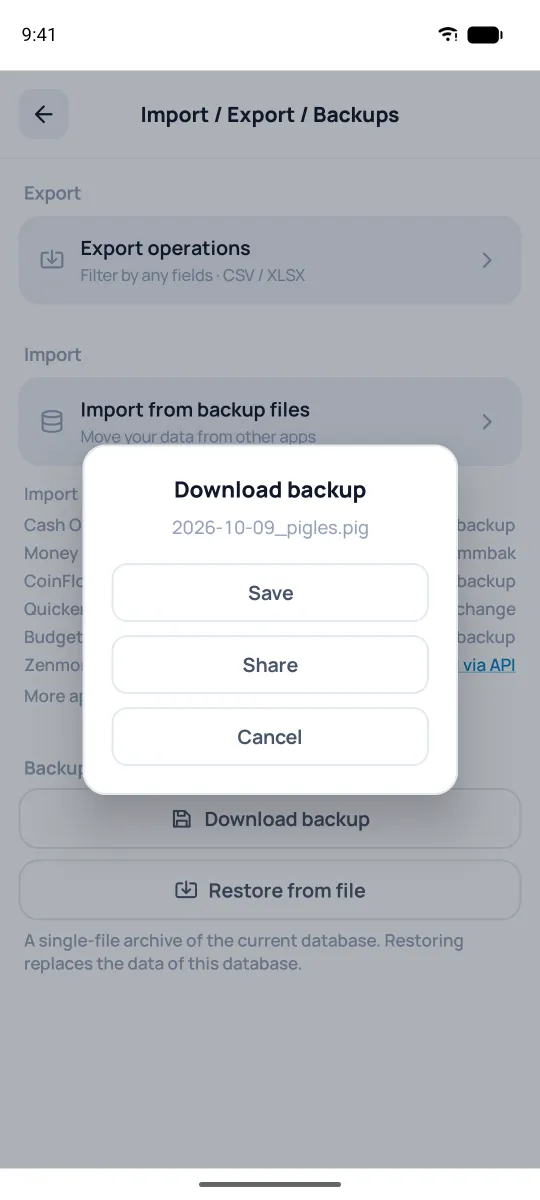 Downloading a backup