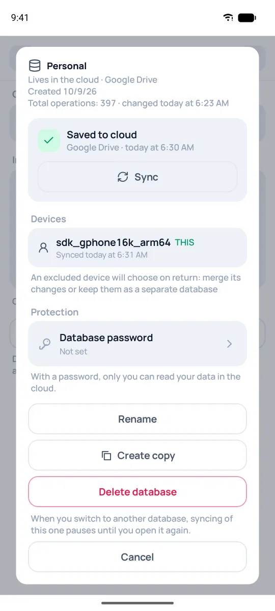 Cloud database actions