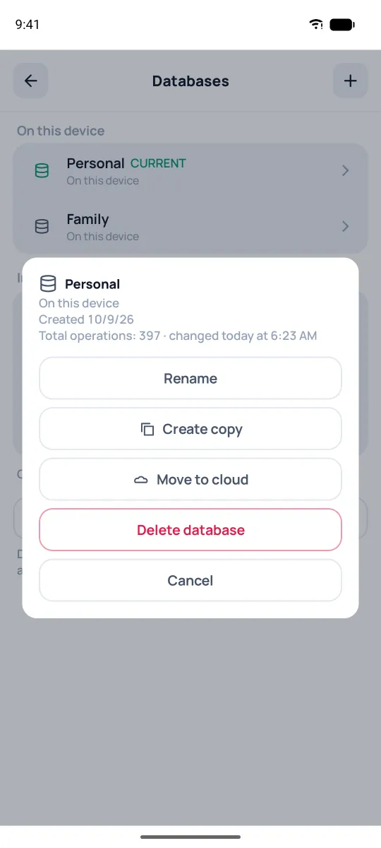 Database actions