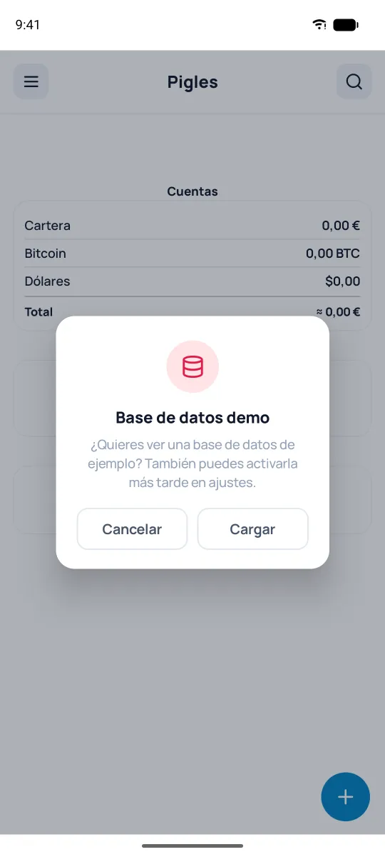 Oferta de cargar la base de datos demo