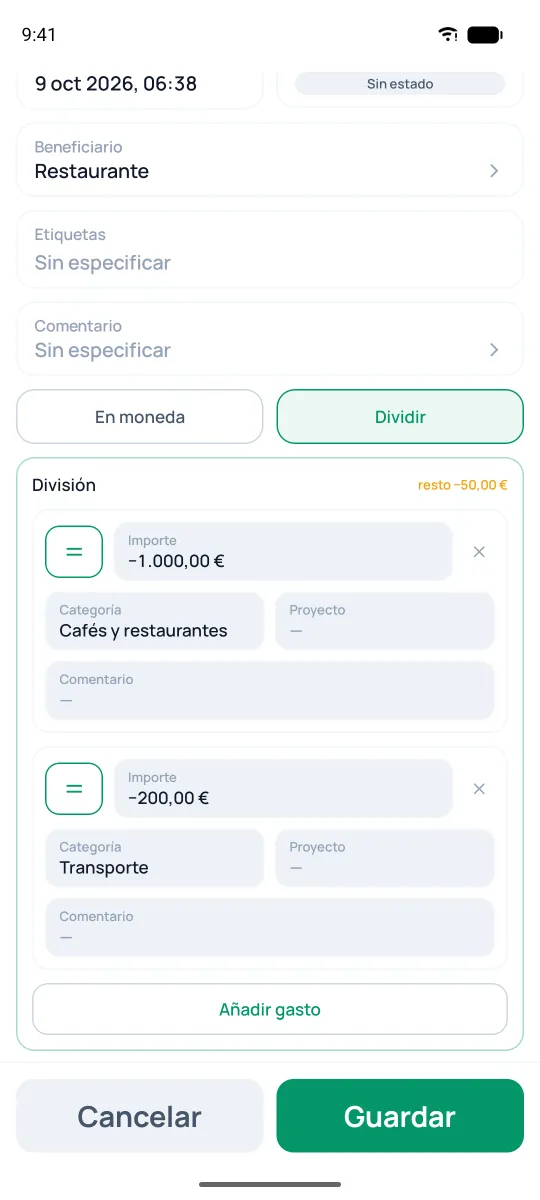 Dividir una operación en partes