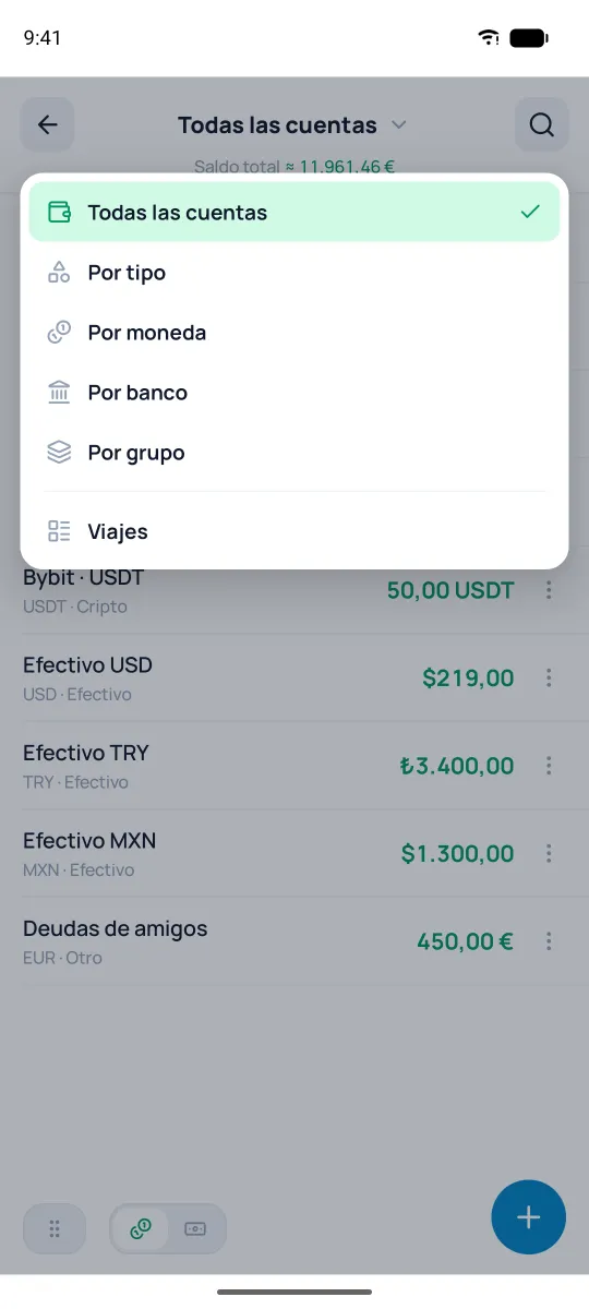 Elegir cómo agrupar las cuentas