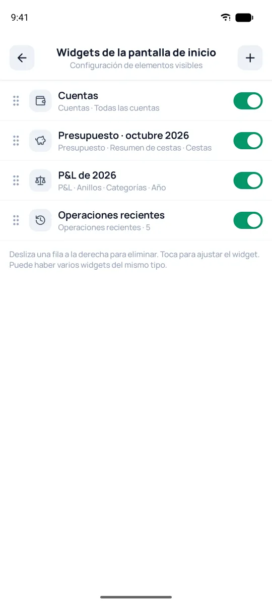 Ajuste de los widgets de la pantalla de inicio