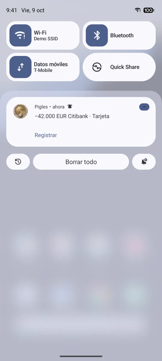 Recordatorio de una operación programada