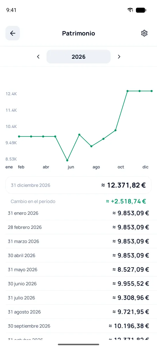 Patrimonio en un año