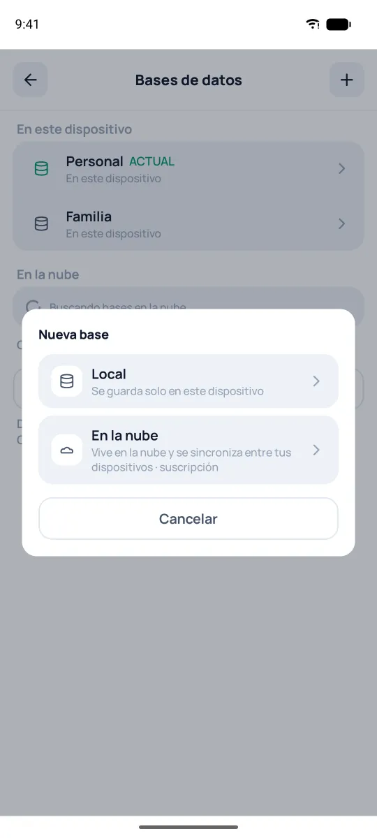 Elección del tipo de la nueva base
