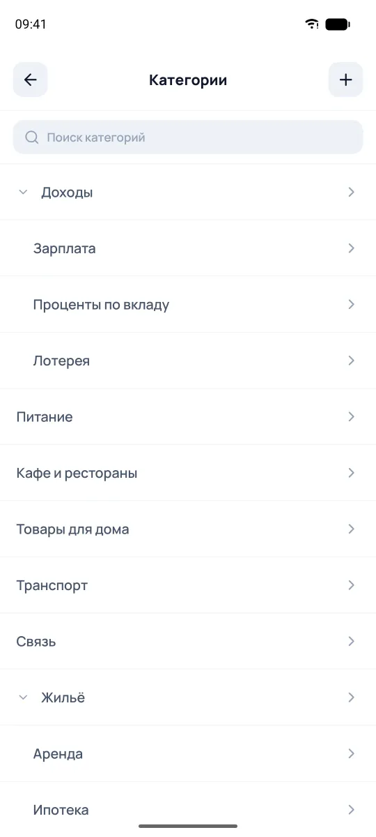 Список категорий с вложенностью